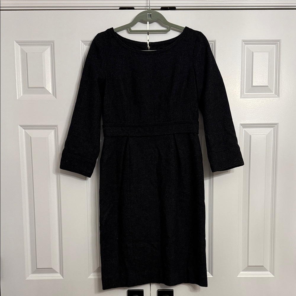 J. Crew Classic Black Wool Long Sleeve Dress
